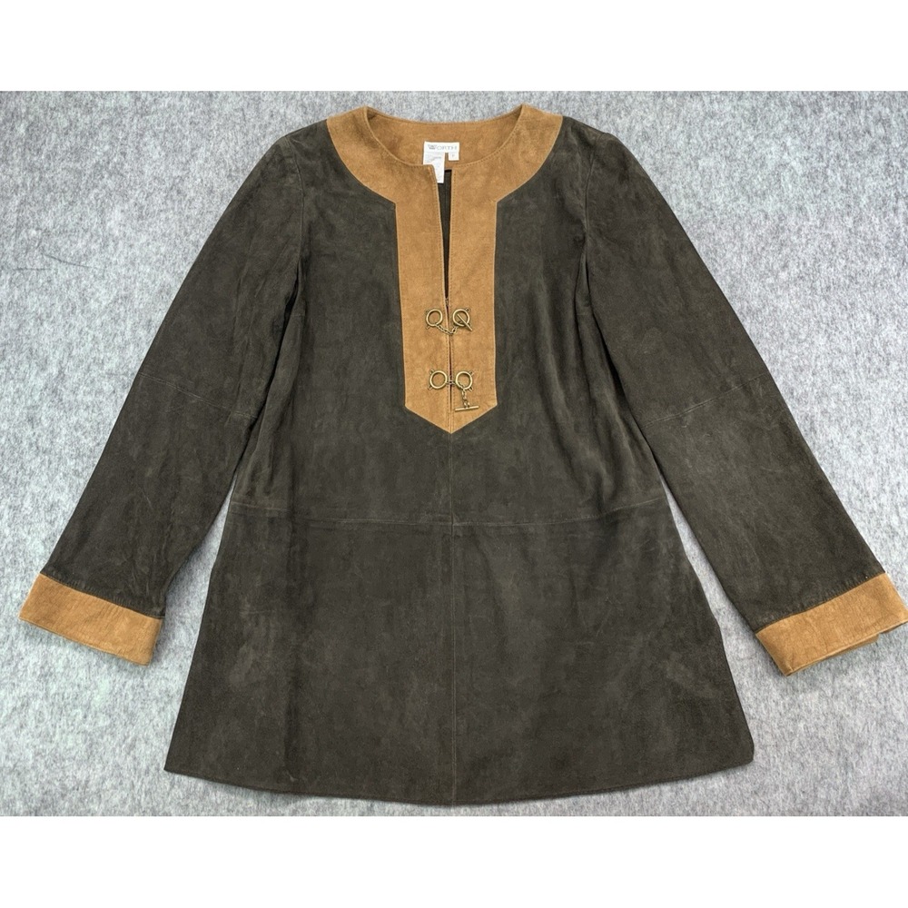 Worth 100% GENUINE LEATHER Shell Brown Tunic Shirt Women's Top - Size P (6/8)